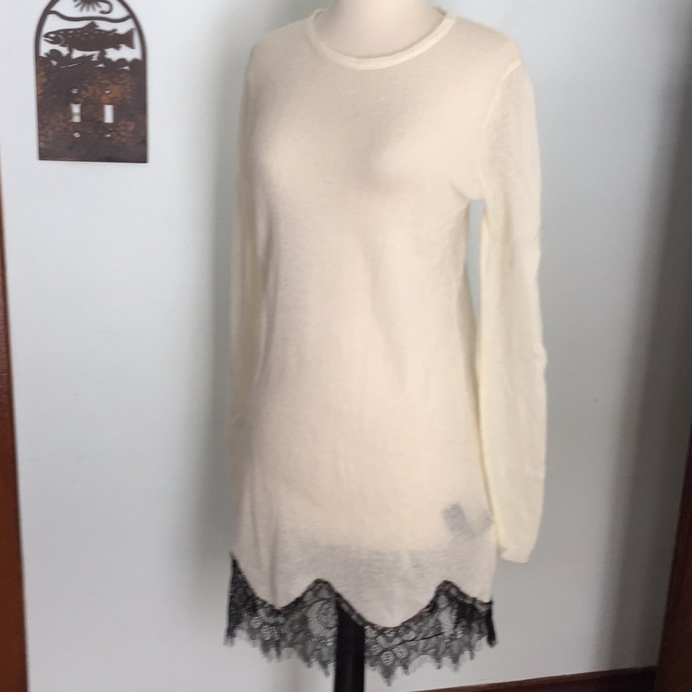 Zara cream knitwear light sweater dress tunic NWT